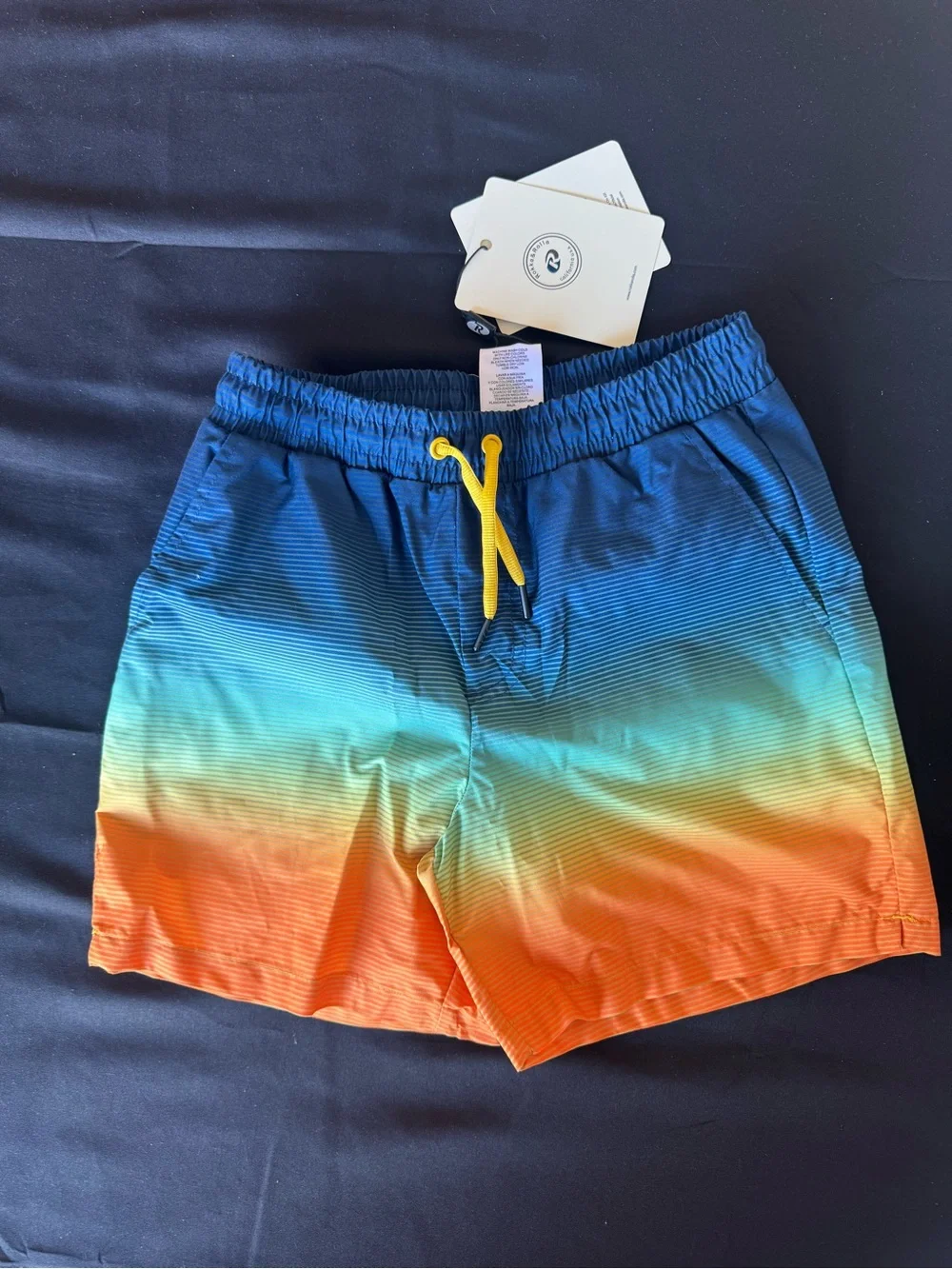 NWT Rokka & Rolla Boys Compression Swim Trunks Sunset Ombre Neon L (10-12)